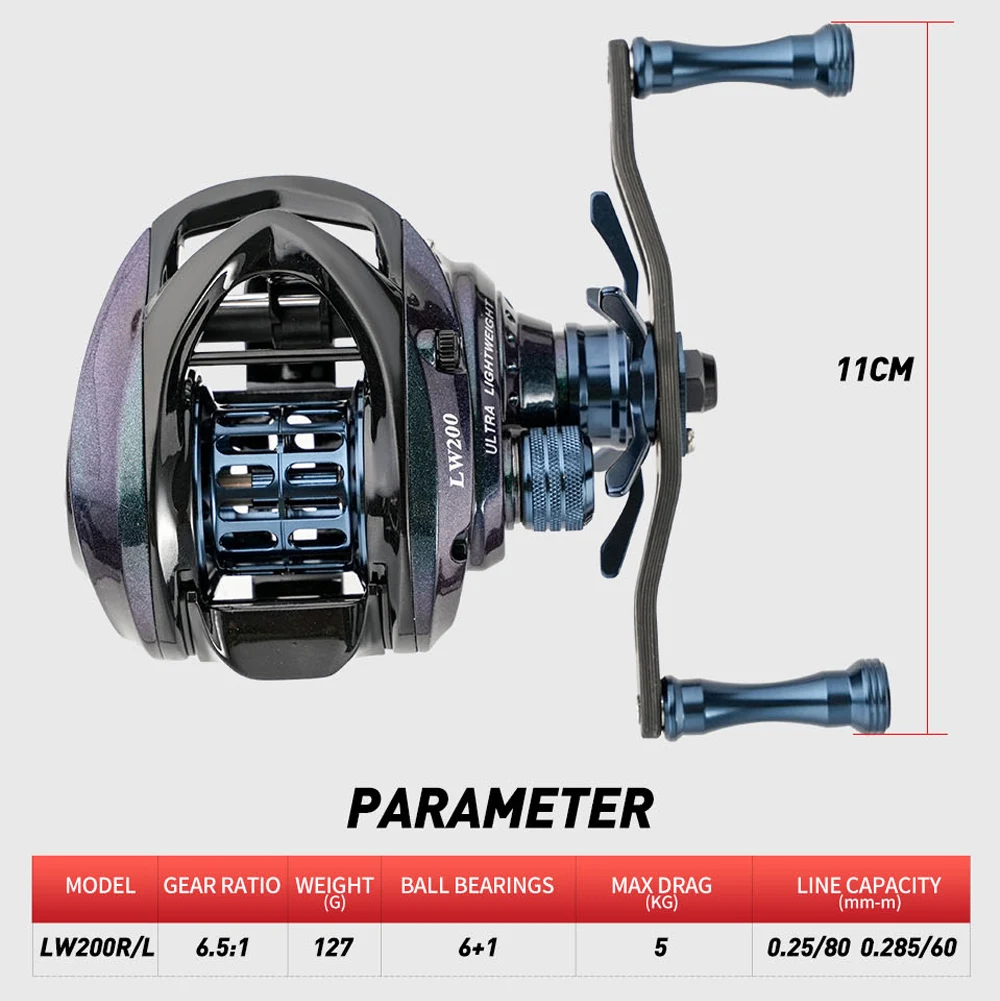 JOHNCOO Baitcasting Reel 6.5:1 Ultra Light 127g keramiske lejer - Image 2