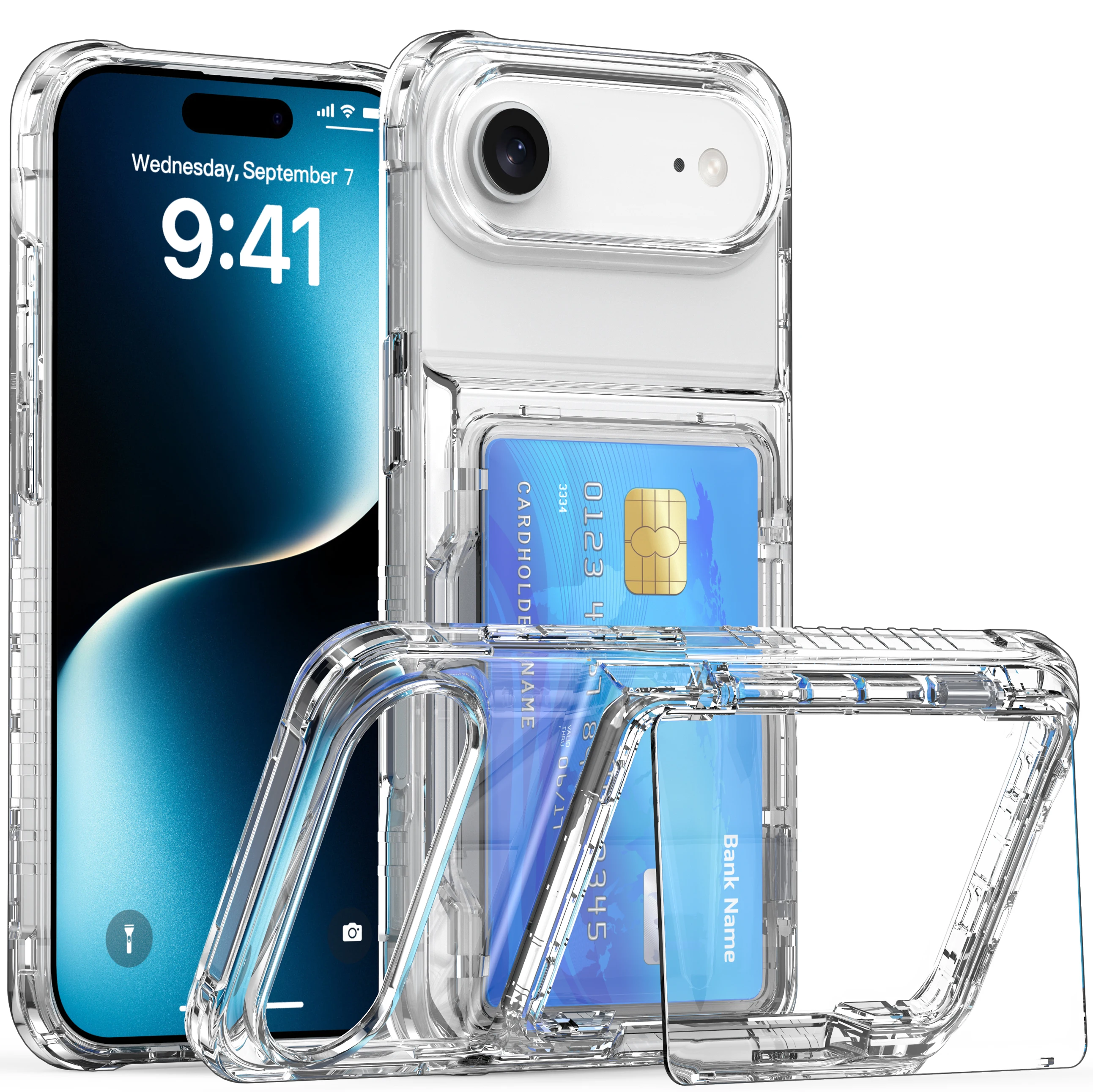 Transparent Phone Case with 4 Card Slots and Enhanced Protection