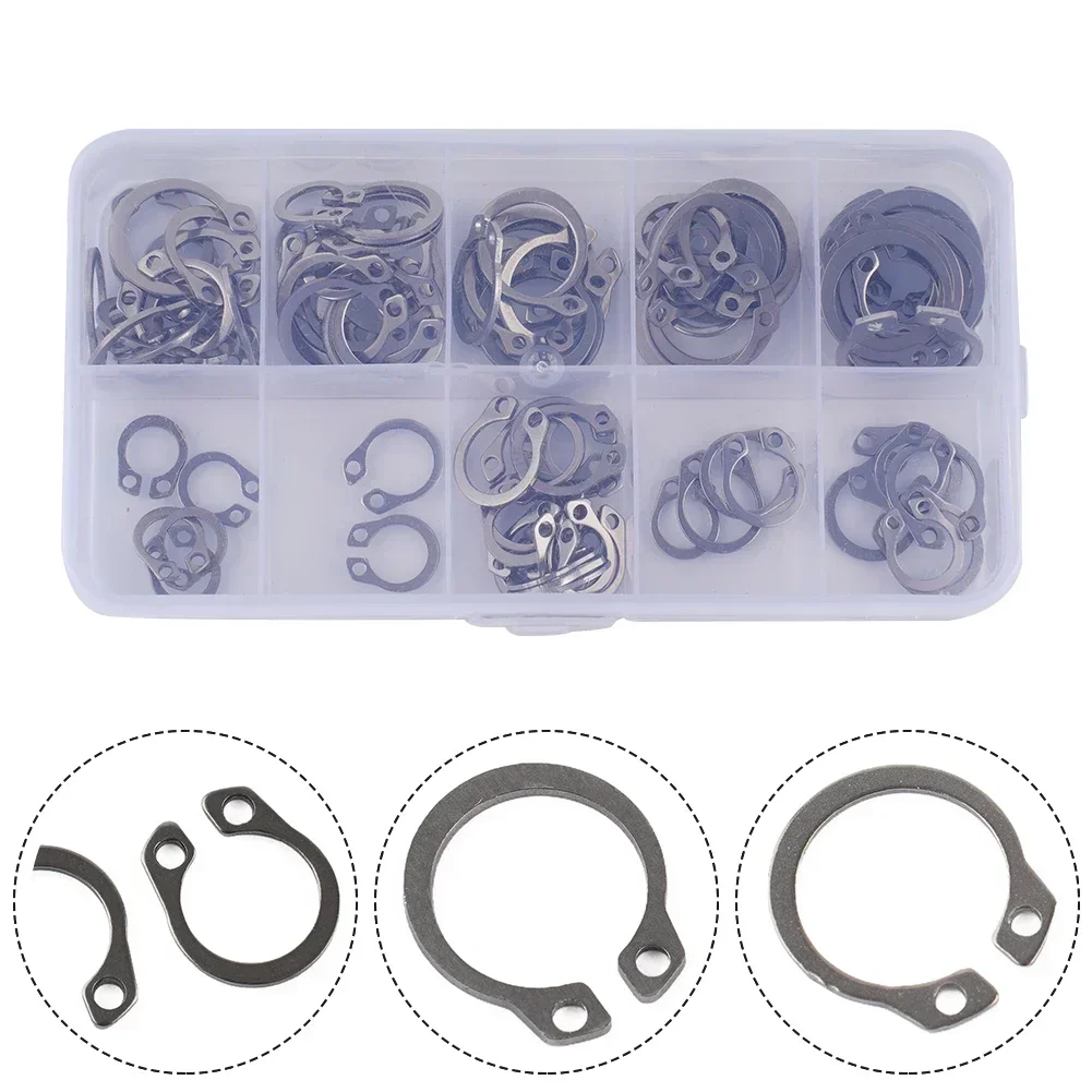 100pcs C Clip External Circlip Snap Retaining Rings Set Stainless Steel Carbon Steel 8-18mm Circlip Set For Shaft