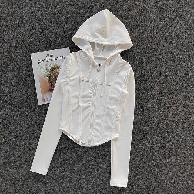 Women's Fitness Coat Hooded Cardigan Tight Quick-dry Sports Jacket Running Training Shirt Yoga Clothes Long Sleeve Sport Jacke 3