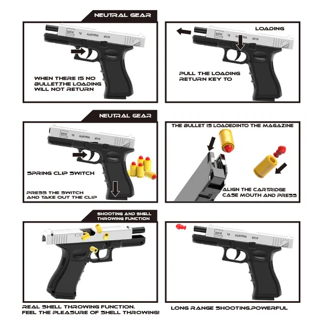 Automatic G18 Shell Ejection Pistol Toy Gun Blaster Model Props For Adults Kids Outdoor Cs Games Interactive Prop Gifts for Boys 3