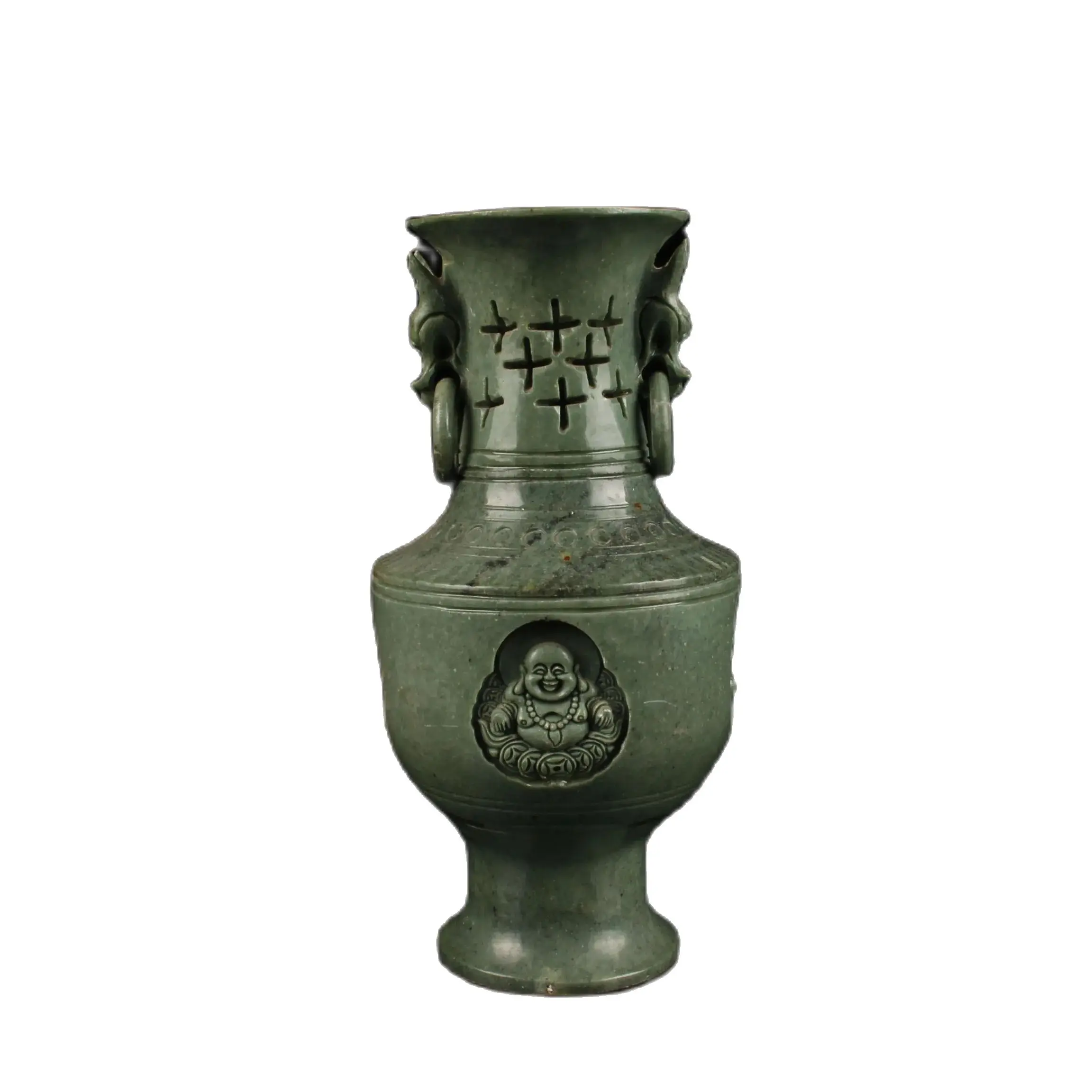 

Китайская коллекция старая Нефритовая амфорская ваза ручной работы статуи Будды и животных украшения для дома