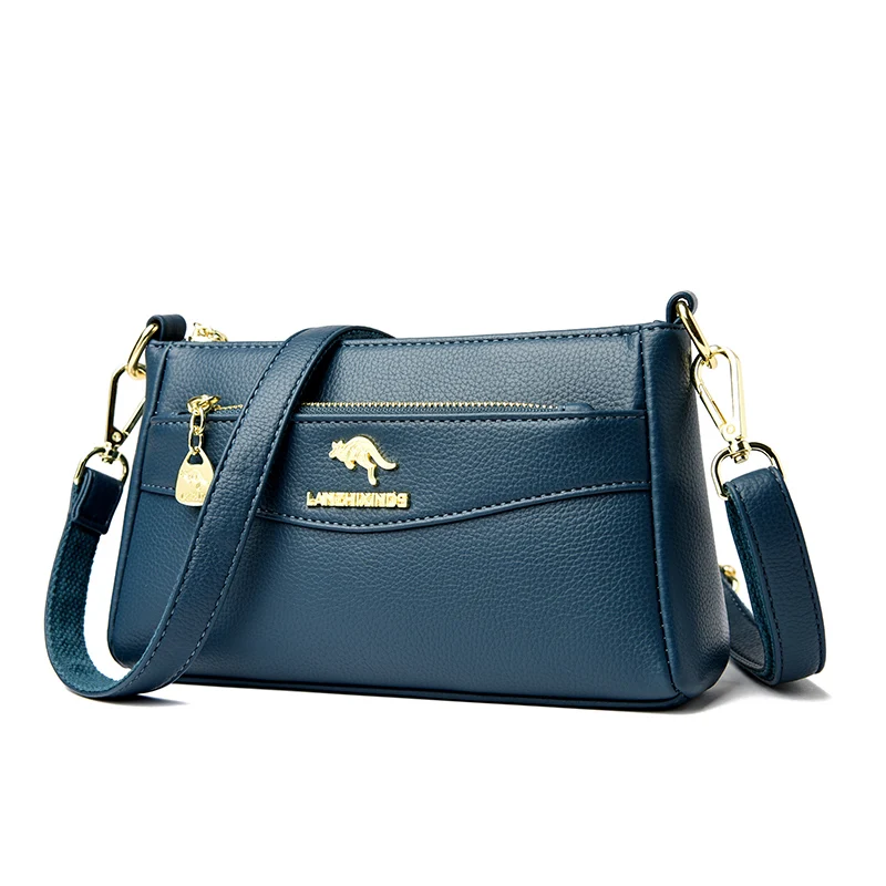 Bolso Cruzado Para Mujer, De Piel Auténtica, Correa Ancha, Bolso De