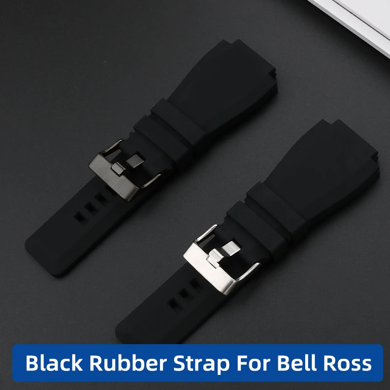Cinturino In Gomma Nera Fibbia Ad Ardiglione Da Uomo Per Bell Ross Br01 Br03 Accessori Per Orologi Con Cinturino Impermeabile Per Sport All'Aria Apert
