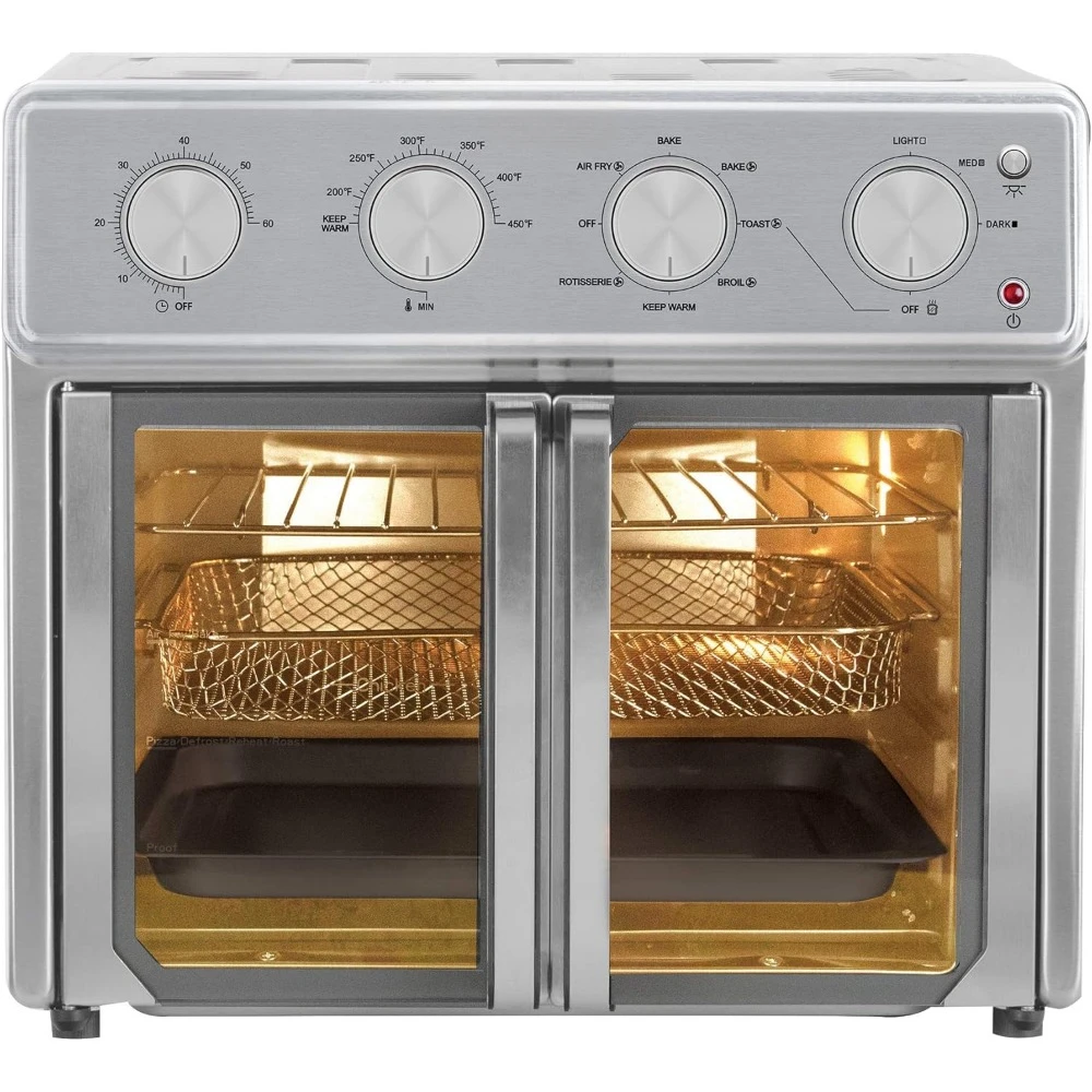 Air Fryer Oven, 26 Quart 9-in-1 Countertop Toaster Oven and Air Fryer Combo 7 Easy-to-Clean Accessories, 1700W, Stainless Steel 4