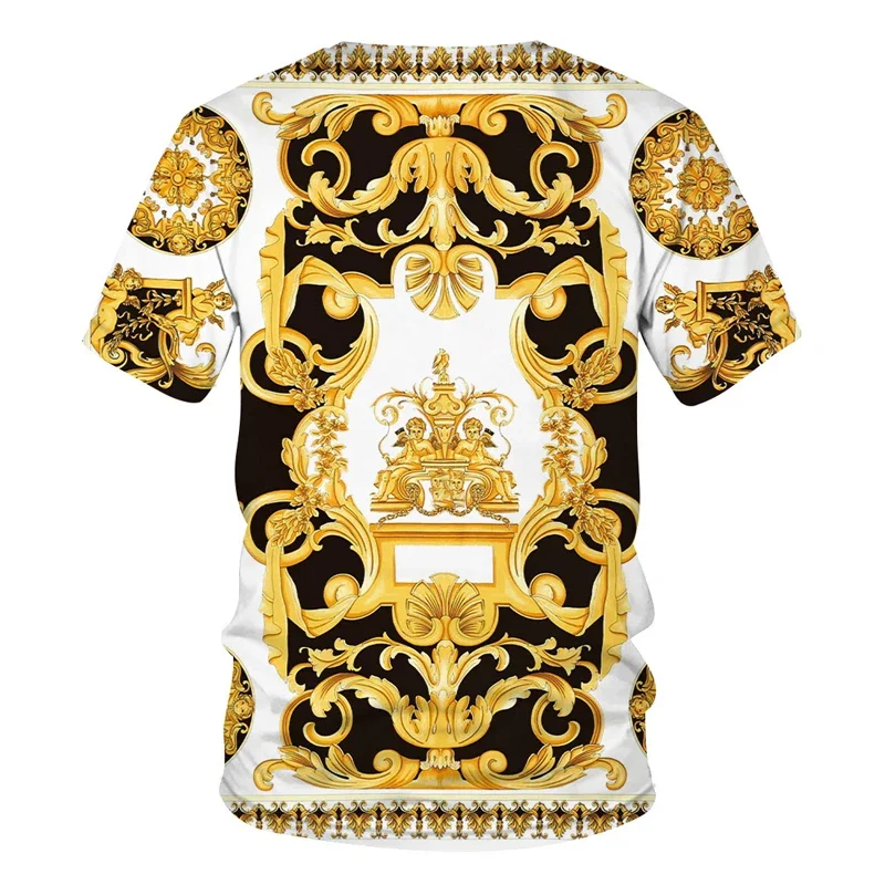 Luxus Barock Stil 3D Druck männer T-shirts Mode Rundhals Kurzarm Lose Tops Tees Übergroßen Männer Kleidung 6XL 2023 neue – Detail 28