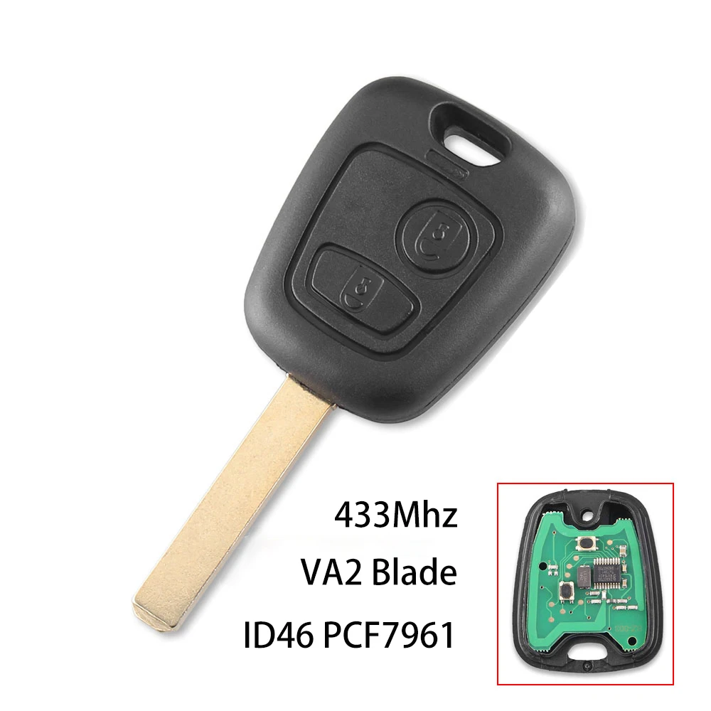 KEYYOU Transponder Chip Key Shell Case per Croen C2 C3 C5 C6 per Peugeot 206 207 Cover per chiave di ricambio per auto No Logo VA2 Blade  34