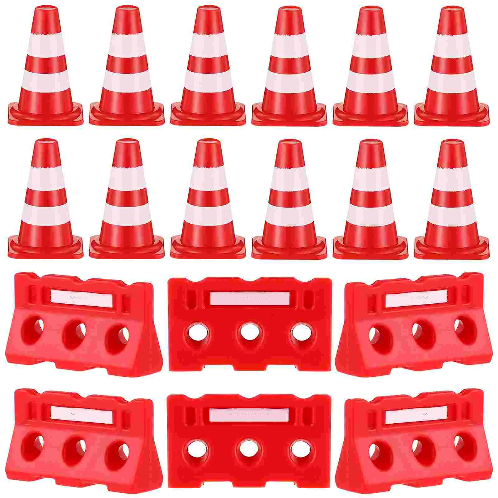 24 Pcs Miniature Traffic Cones and Fences Models Road Construction Cones Kids Traffic Signs Toys Children Educational Learning