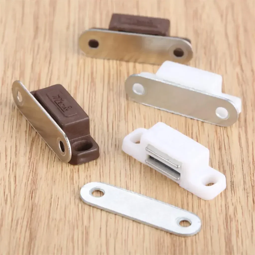 Magnetic Cabinet Catches 5Pcs Mini Magnetic Door Catches Kitchen Cupboard Wardrobe Cabinet Latch Catch White Brown Cabinet Hardware 27x10mm 1.06 x 0.39 magnetic cabinet catches