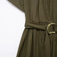 2024ZAR Summer New Women's Wear European and American Style Fashionable Minority Linen Blended Midi Shirt Style Dress - Image 5