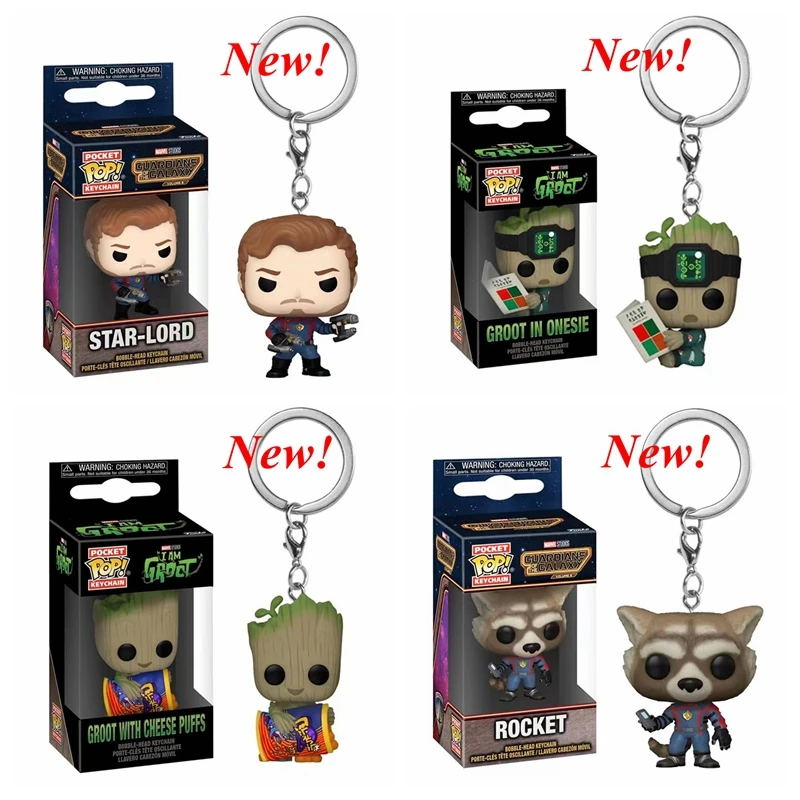 thumbnail image 2 of Nuevos llaveros de bolsillo FUNKO Guardianes de la Galaxia Nuevo Star-Lord Rocket Groot Holiday Groot en mono llavero juguetes para niños regalo, 2 of 5