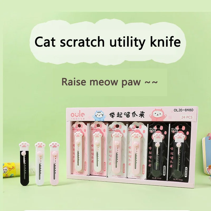 Utility Knife Box Cutter Cute Cat Paw Shape Mini Sharp Kawaii Pocket Knife for Kids Cutting Aesthetic Stationery Office Supplies