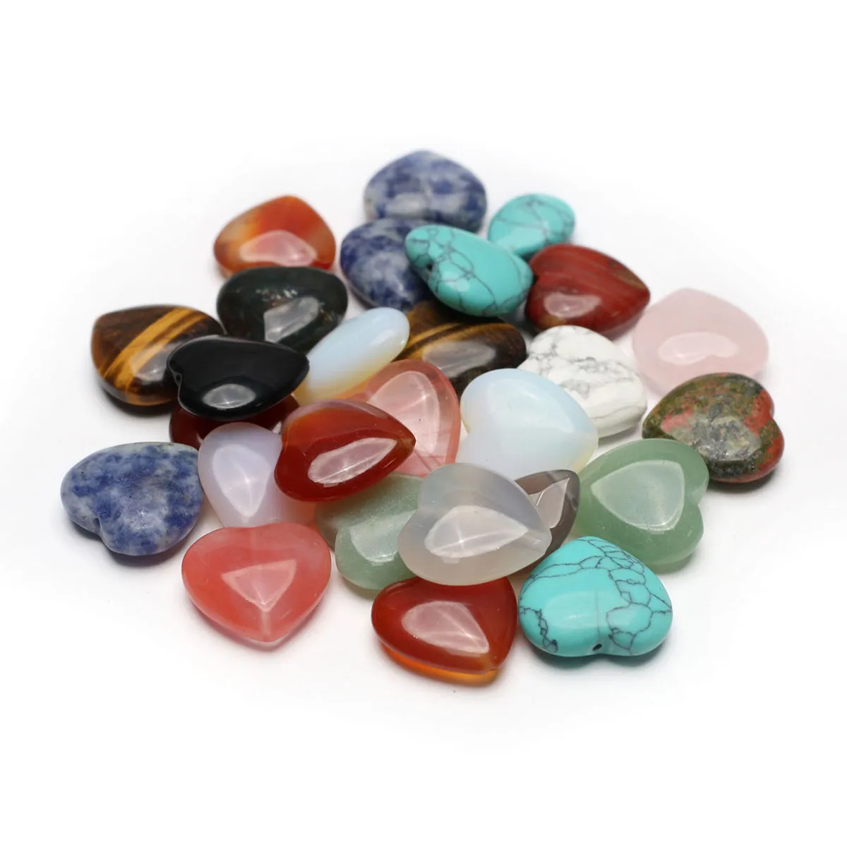 

10pc Natural Stone Heart Beads Sodalite Rose Quartz Loose Spacer Bead for Jewelry Making Diy Necklace Bracelet Accessories
