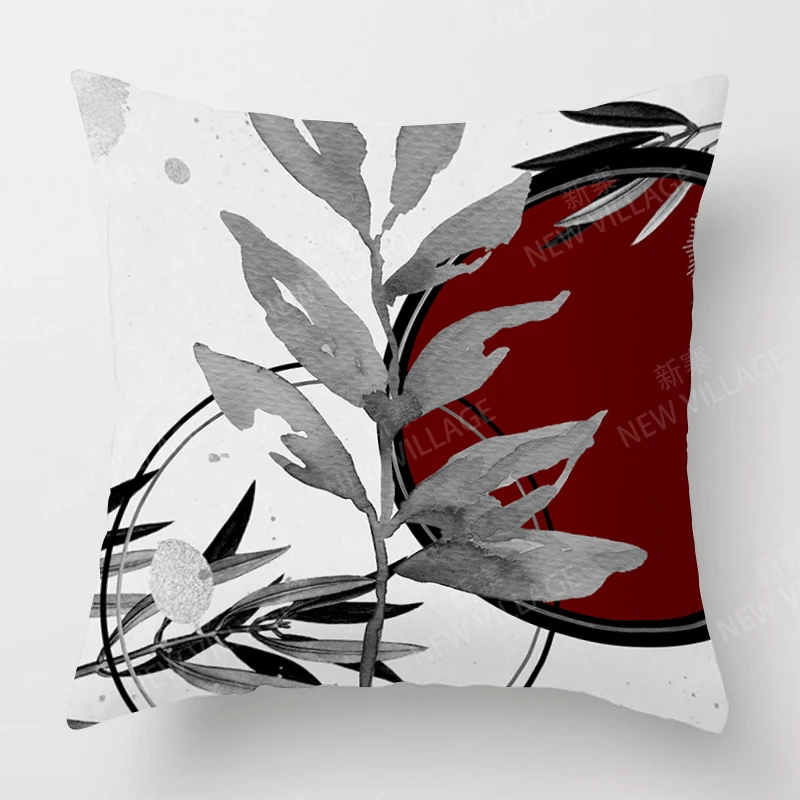 Leaf Personalized Design Red Cushion Cover Home Decor Throw Pillow Cover Living Room Sofa Decoration