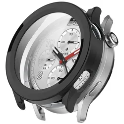 Premium PC + Tempered Glass Full Coverage Screen Protector Case - Protective Shell Bumper for Xiaomi Watch S5 (Black)