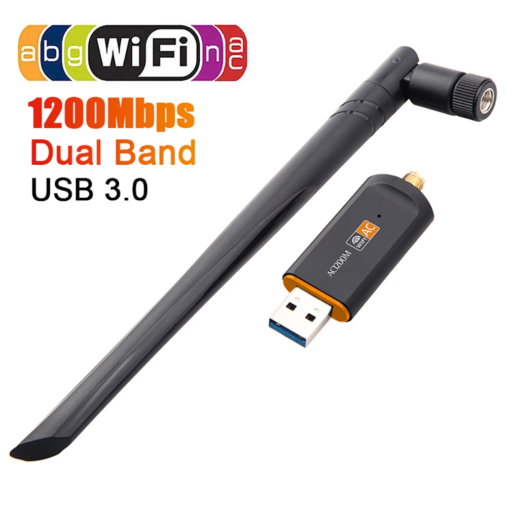 

1200Mbps Wireless Network Card USB 3.0 WiFi Adapter Dual Band 2.4G 5Ghz WiFi Dongle 802.11AC Gigabit Ethernet LAN Adaptor For PC