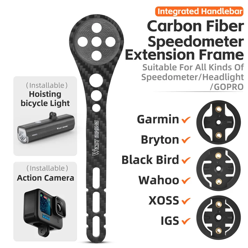 Supporto GPS AeroBar In Alluminio Per Bici - Compatibile Garmin, Wahoo, Bryton, CATEYE Con Attacco Per Torcia E Action Camera - 2