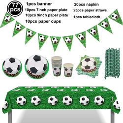 Soccer - Themed Rectangular Tablecloth - Perfect for Birthday Celebrations and Game Day Gatherings (Paper tableware  set)