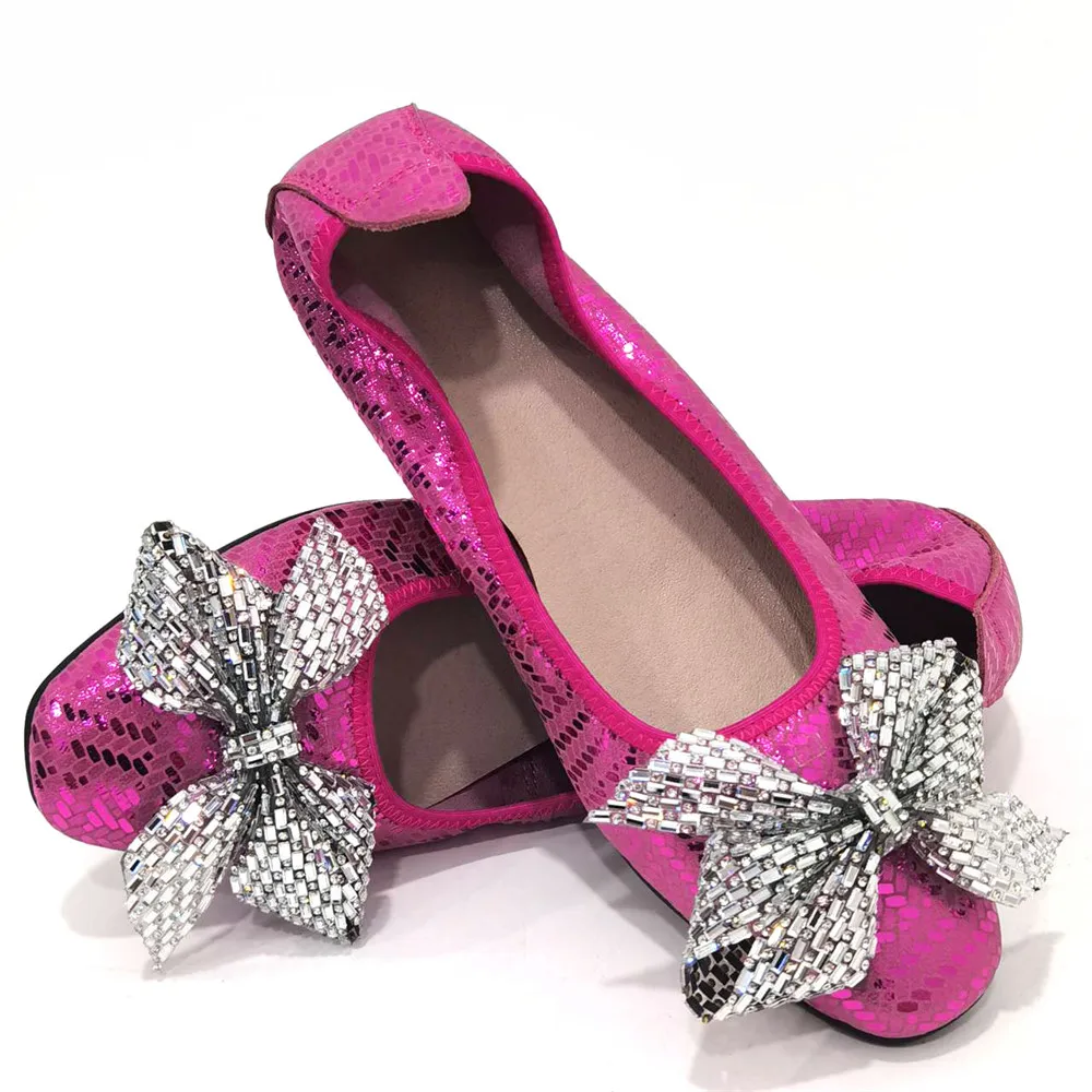 

2024 Ltalian Design Rhinestone Bow Flat Shoes For Women Genuine Leather Cute Ballet Comfortable Casual Soft Bottom Ladies Shoes