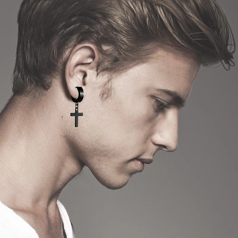 1 /11 Pairs Punk Stainless Steel Stud Earrings Black Earrings Set For Men Women Vintage Hip Hop Piercing Ear Jewelry Accessories 5