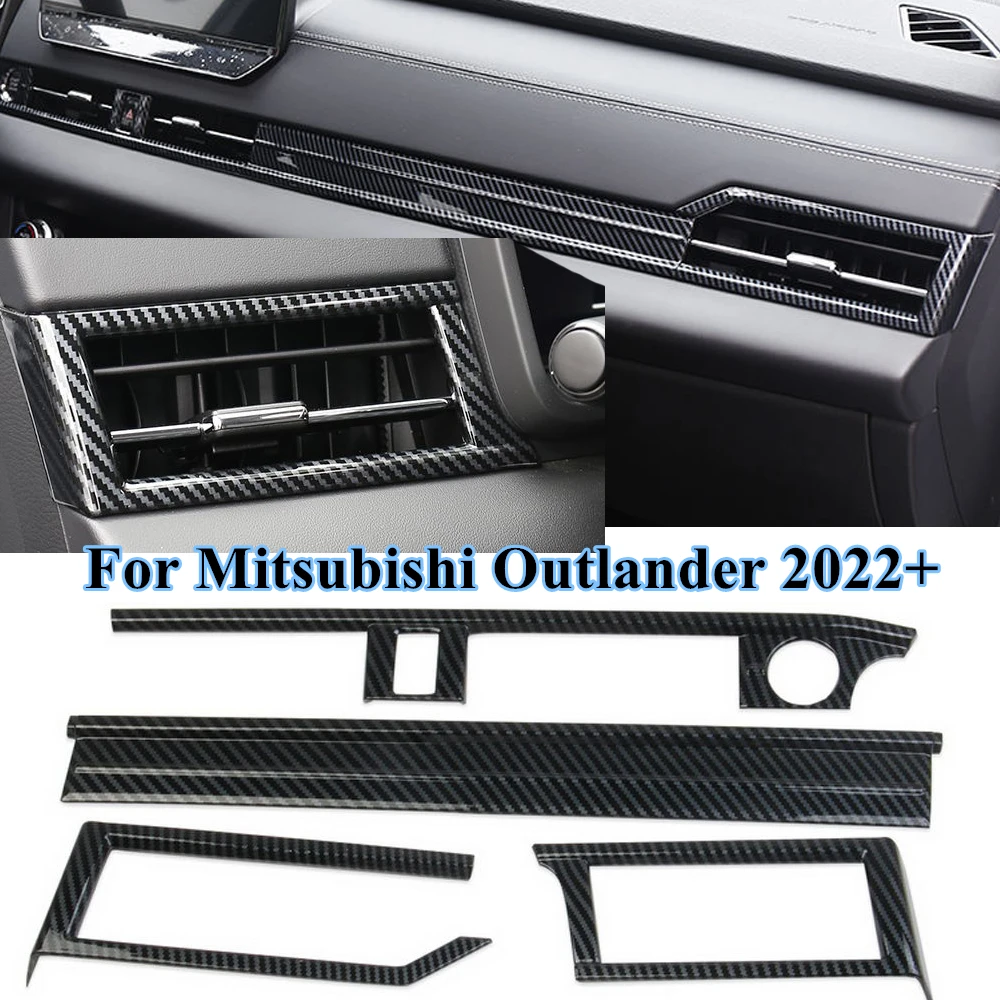 Carbon Fiber Look Inner Control Dashboard Vent Cover Trims Kit For