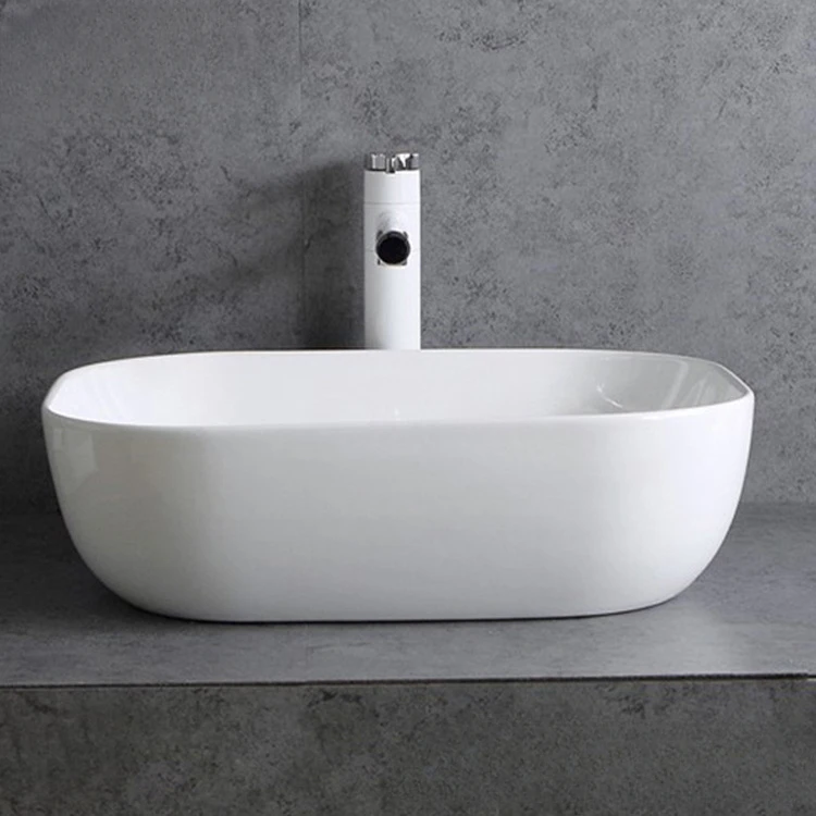Rectangular European Style Minimalist Art Basin in The Bathroom Ceramic Thin Edge Wash Basin Washbasin