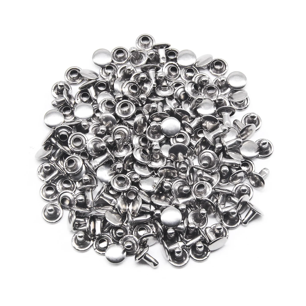 New 100sets 5/6/7/8/9mm Brass Metal Double Cap Rivets Studs Round Rivet For Leather Craft Bag Garment Handmade DIY Accessories
