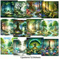 Animal Forest Theme Scrapbook Paper Pads - 24 Sheets with 12 Unique Patterns for Creative Projects (Animal Crossing)