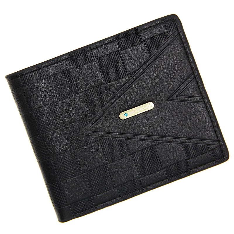 New Men's Wallet Short PU Leather Three fold Triangle Stone Pattern Large Capacity Fashion Korean Wallet Multi clip Wallet