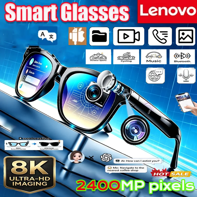 Lenovo 8K AI Smart Glasses with Hands-Free Calling & Music Playback