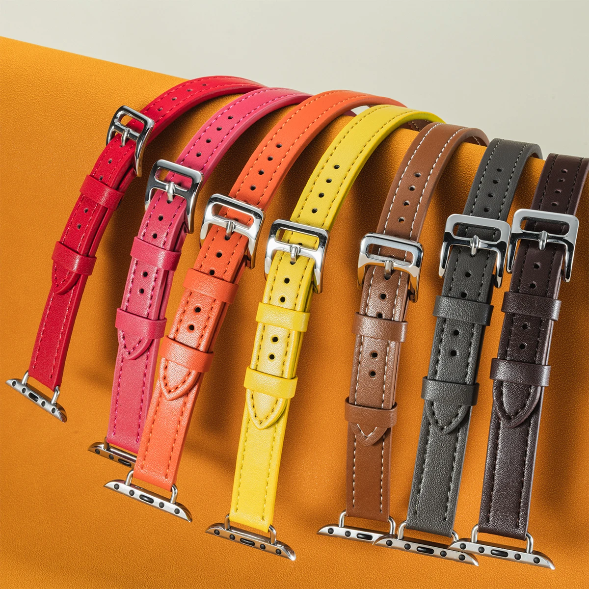 Double Tour Leather Strap for Apple Watch - Stylish Band for All Series