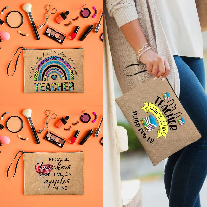 

I'm a teacher Print Makeup bag Cosmetic Bag Teacher Pouch Teacher's Storage Bag Cosmetic Purse Zipper Pouches Gift for Teacher
