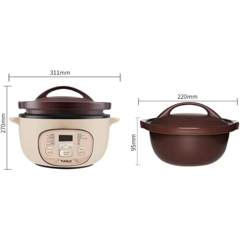 Cooker for Claypot Rice and Casserole Porridge, Ceramic Casserole Cooking Pot with Unglazed Porcelain, Suitable for Stove, 3L
