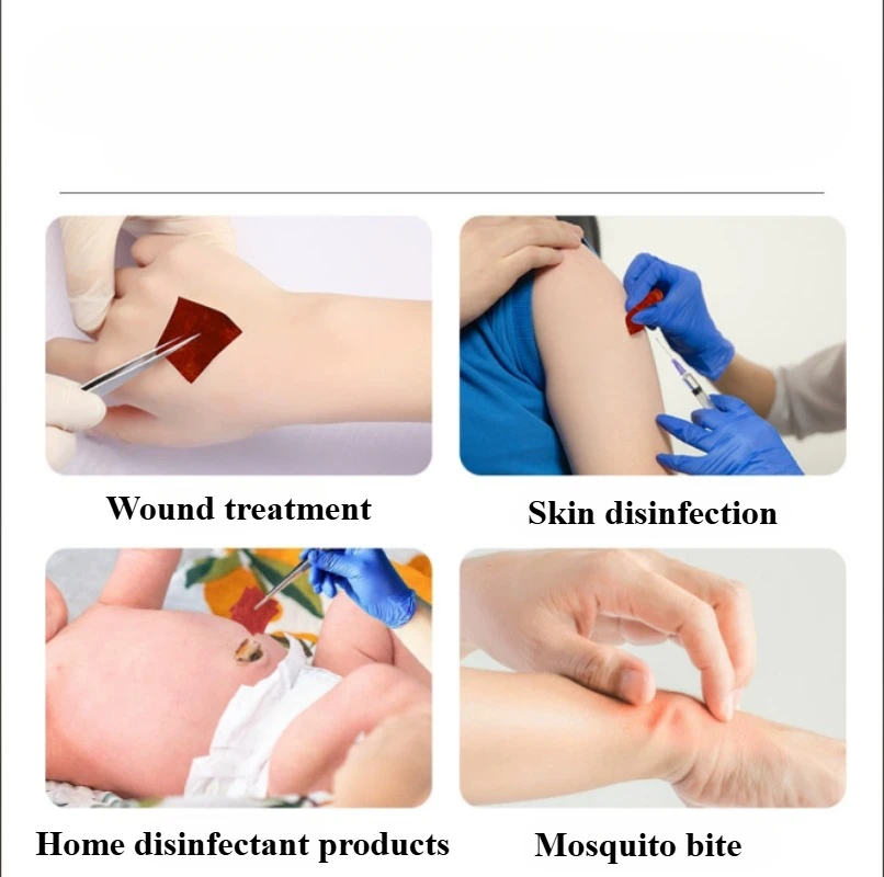 Iodine disinfectant wet wipes, first aid supplies or for cleaning and disinfecting wounds and abrasions when traveling
