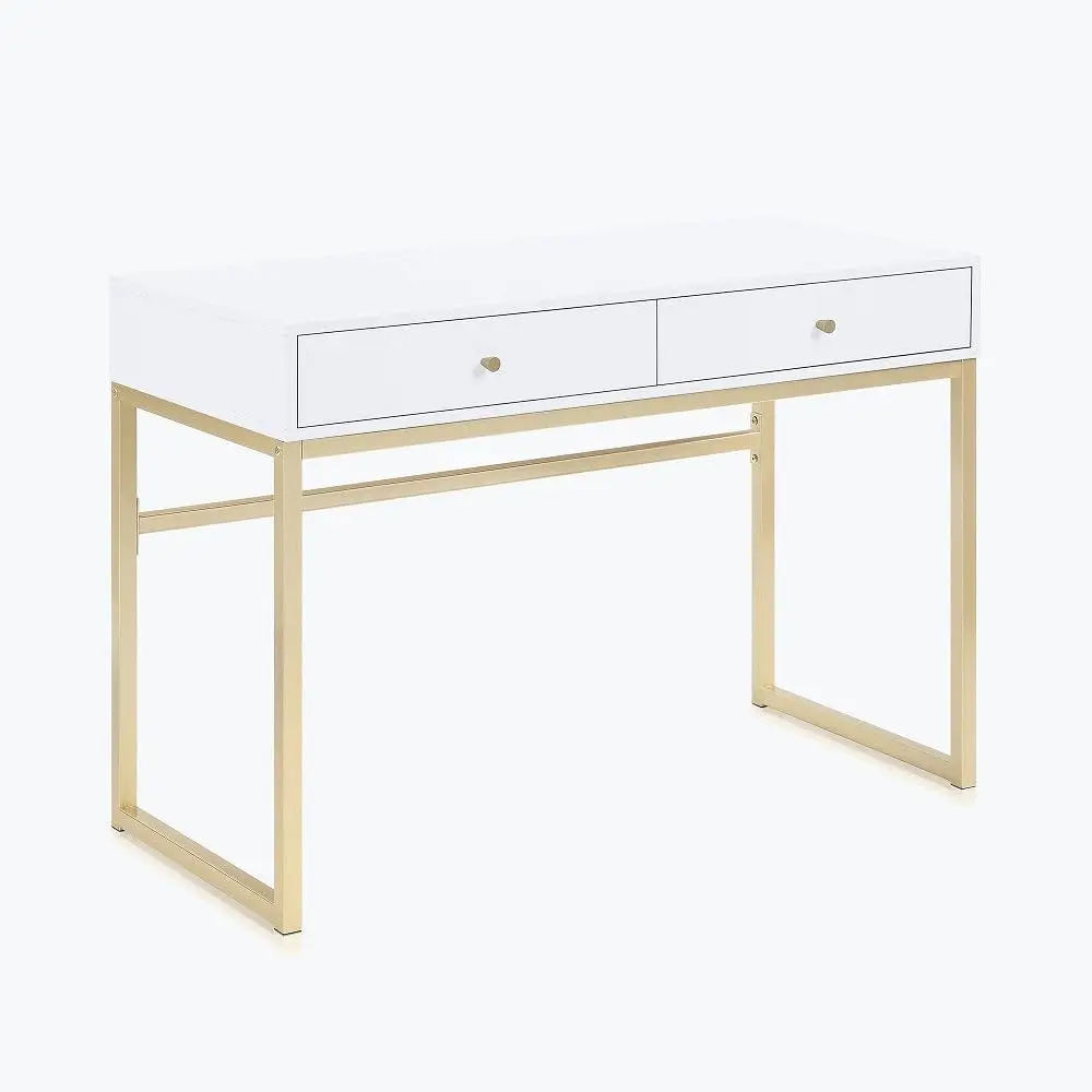 

BELLEZE Modern 42 Inch Makeup Vanity Dressing Table or Home Office Computer Laptop Writing Desk with Two Storage Drawers,