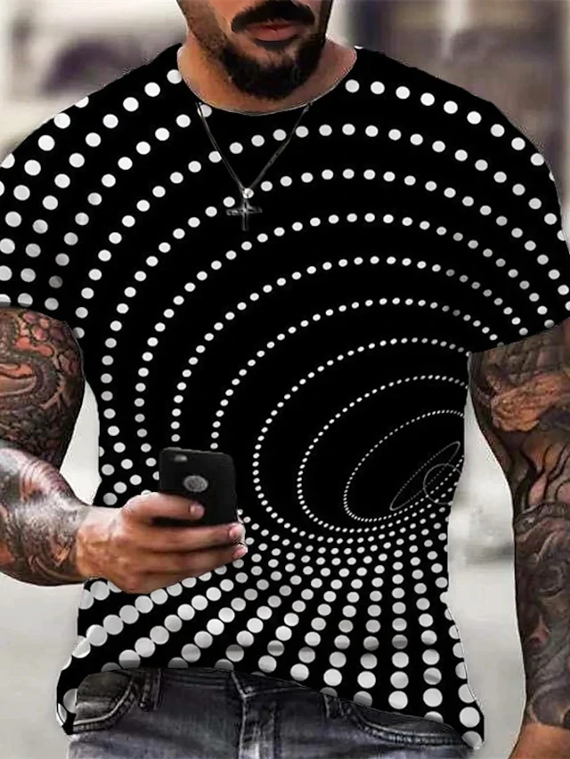 

2023 Summer Men's Printed Casual Crew Neck Short Sleeve T-Shirt Vortex Black Hole 3D Printed T Shirt