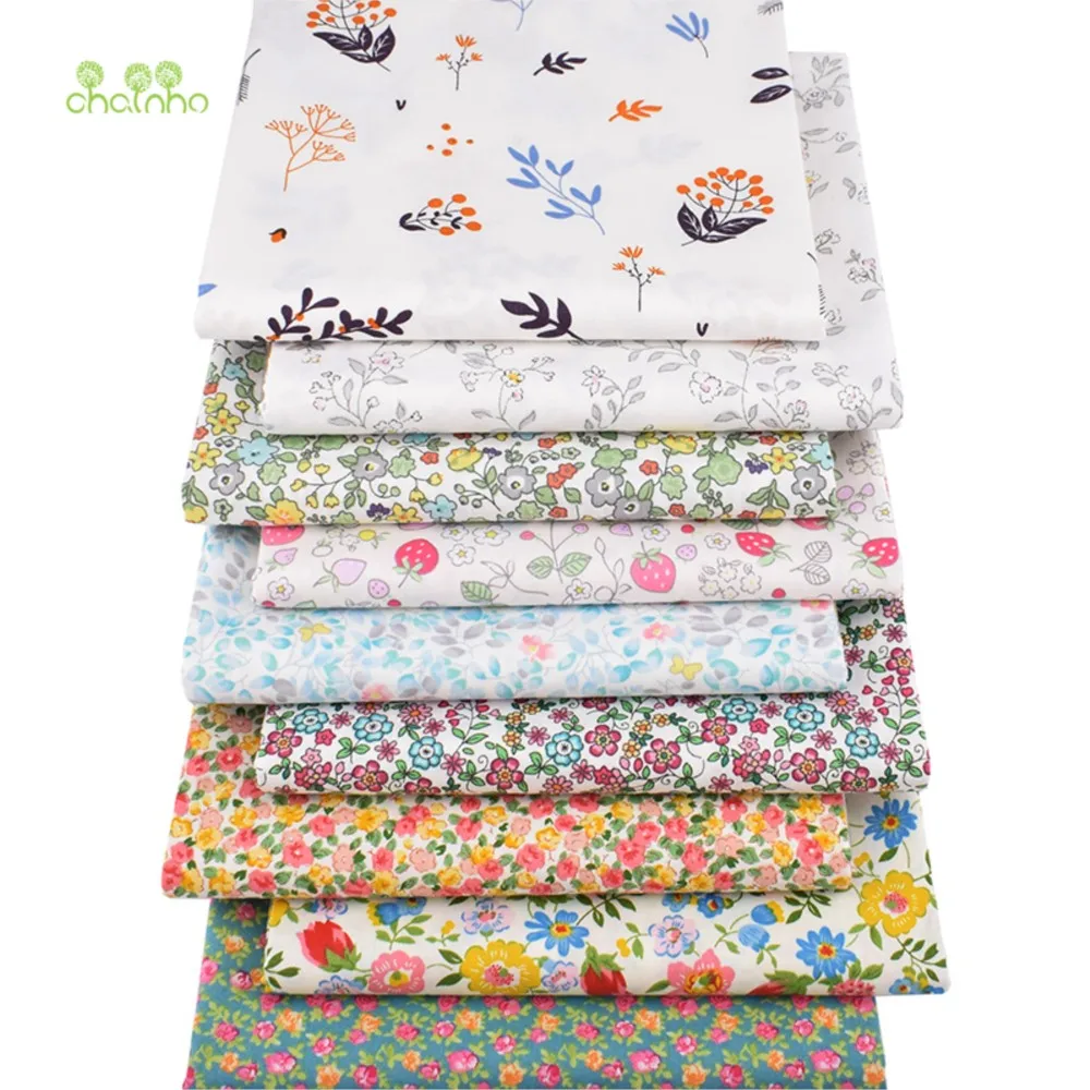 Chainho,Printed Twill Weave Cotton Fabric,Patchwork Cloth,DIY Sewing Quilting Material,Small Floral Series,4 Specification,CC081
