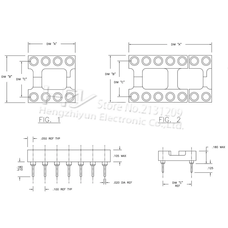 thumbnail image 1 of Zócalos de CI DIP8 DIP14 DIP16 DIP18 DIP20 DIP28 DIP40 Pines Orificio redondo 2,54 Conector de PCB Zócalo DIP 6 8 14 16 18 20 28 32 40 pines, 1 of 5