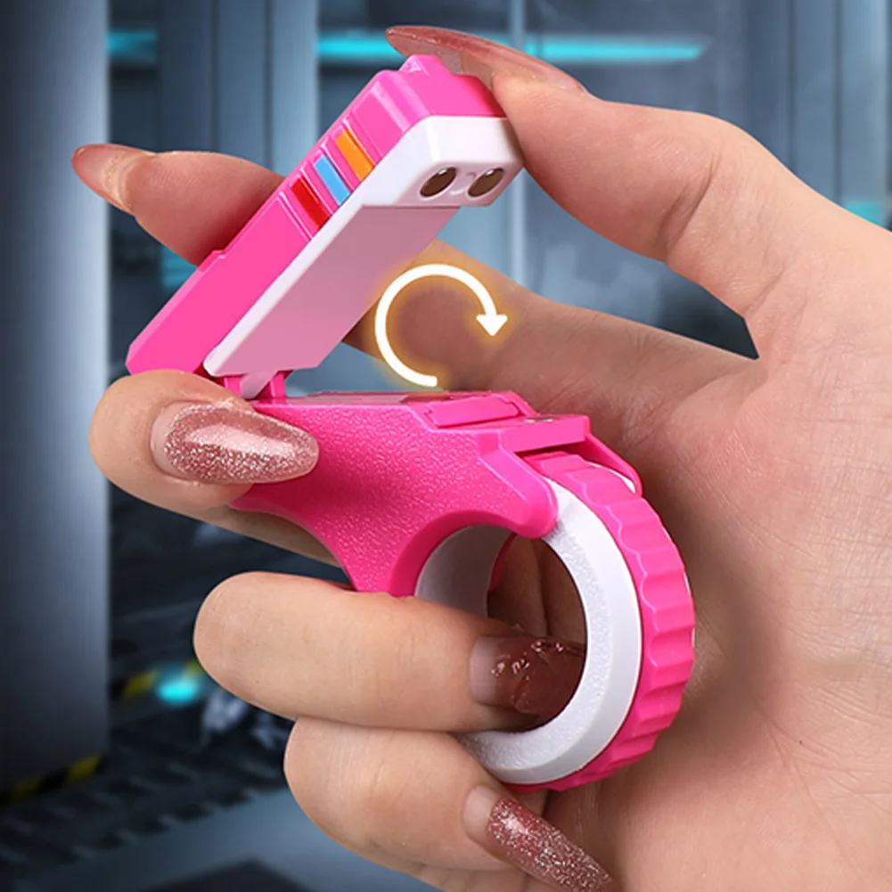 3D Printed EDC Soothing Spinner Stress Relief Toys Gift Shape Fidget Ring Small Pistol Toys for Anxiety and ADHD Sufferers 3
