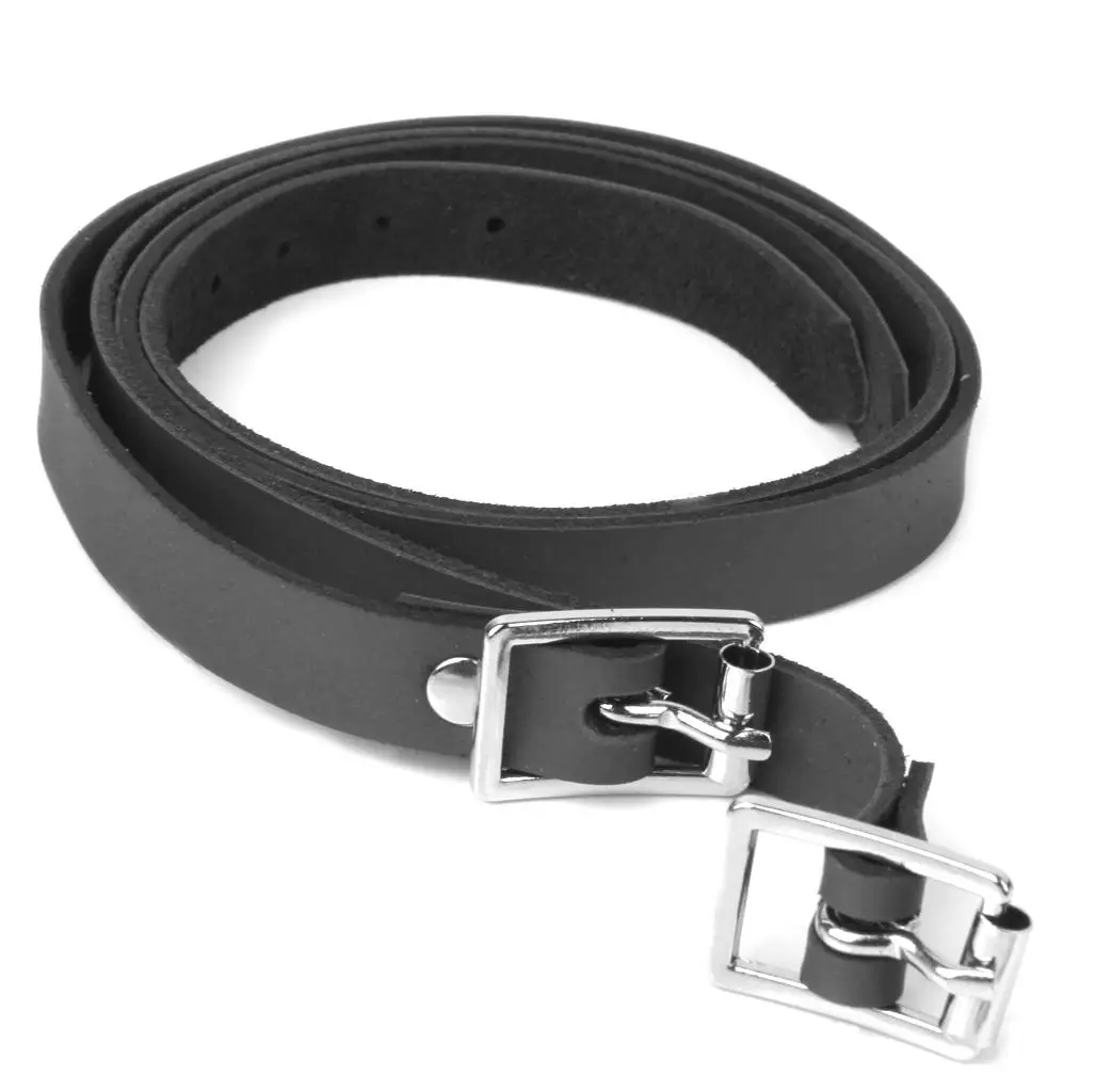 2pcs Horse Riding Leather Spur Straps with Alloy Buckle Equestrian Black 50 x 1.3 x 0.2cm