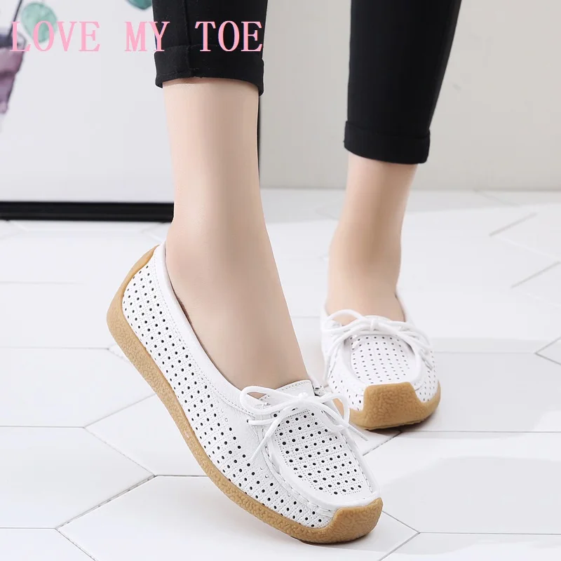 

Shoes Woman 2024 Trend Summer Casual Hollow Soft Genuine leather Flats Shoes For Women Loafers New Elegant Party Women's Shoes