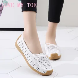 Shoes Woman 2024 Trend Summer Casual Hollow Soft Genuine leather Flats Shoes For Women Loafers New Elegant Party Women's Shoes