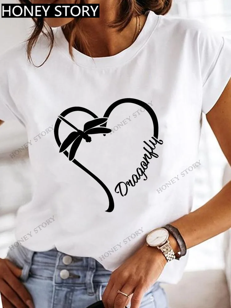 thumbnail image 1 of Camiseta holgada con estampado de mariposa y libélula explosiva para mujer, camiseta de manga corta con cuello redondo, camiseta de gran tamaño, ropa para mujer, 1 of 5