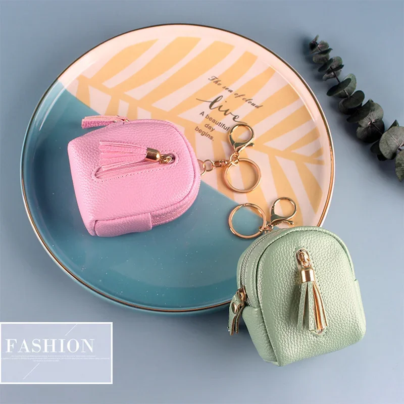 Cute Bag Shaped Tassel Double Layer Coin Purse for Women Girls Mini Backpack Keys Card Keychain Handbag coin purse women wallet coin wallet