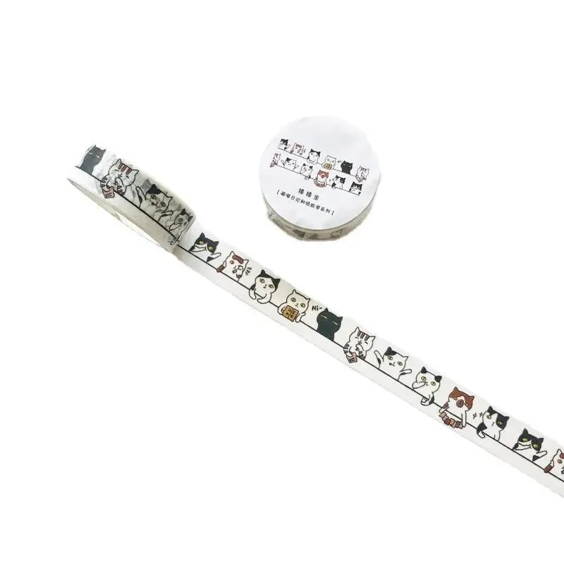 1 Roll Kawaii Cat Washi Tape Set - 1.5cm X 5m Cute Decorative Tapes for Journaling, Scrapbooking, DIY Crafts (Paper-Based)