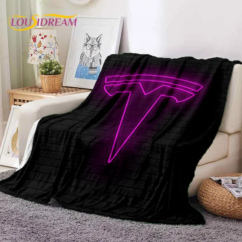 thumbnail image 1 of Manta de franela suave con el logotipo del coche Tesla impresa en 3D para camas, dormitorios, sofás, picnics, manta para cubrir la siesta al aire libre, regalo, 1 of 5