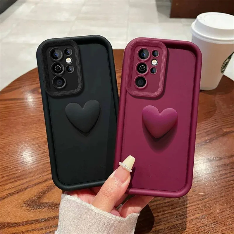 Charming 3D Love Heart Silicone Phone Case
