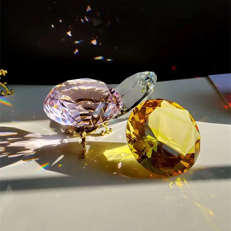 10 Colors Crystal Diamond Shaped Paperweight Decorative