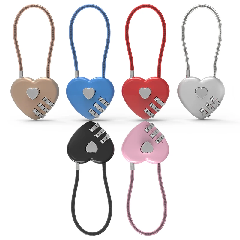 Combination Lock Love Lock Wedding Heart Love School Bag Backpack Trolley Box Zinc Alloy