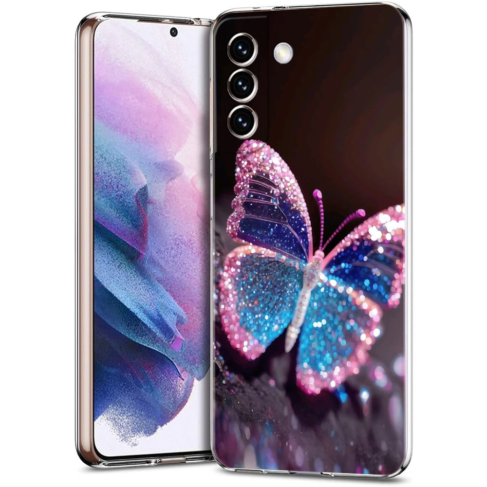 Luxus Schmetterling Glitter klar transparent für Samsung Galaxy S24 S23 S22 S20 S21 FE Ultra S24 S23 S10 S10E S9 Plus Handyhülle – Detail 3